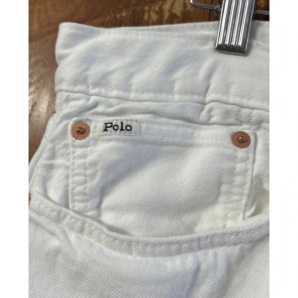 Mens Polo Ralph Lauren Varick Slim Straight Jeans Sz 36x30 White Cotton/Hemp